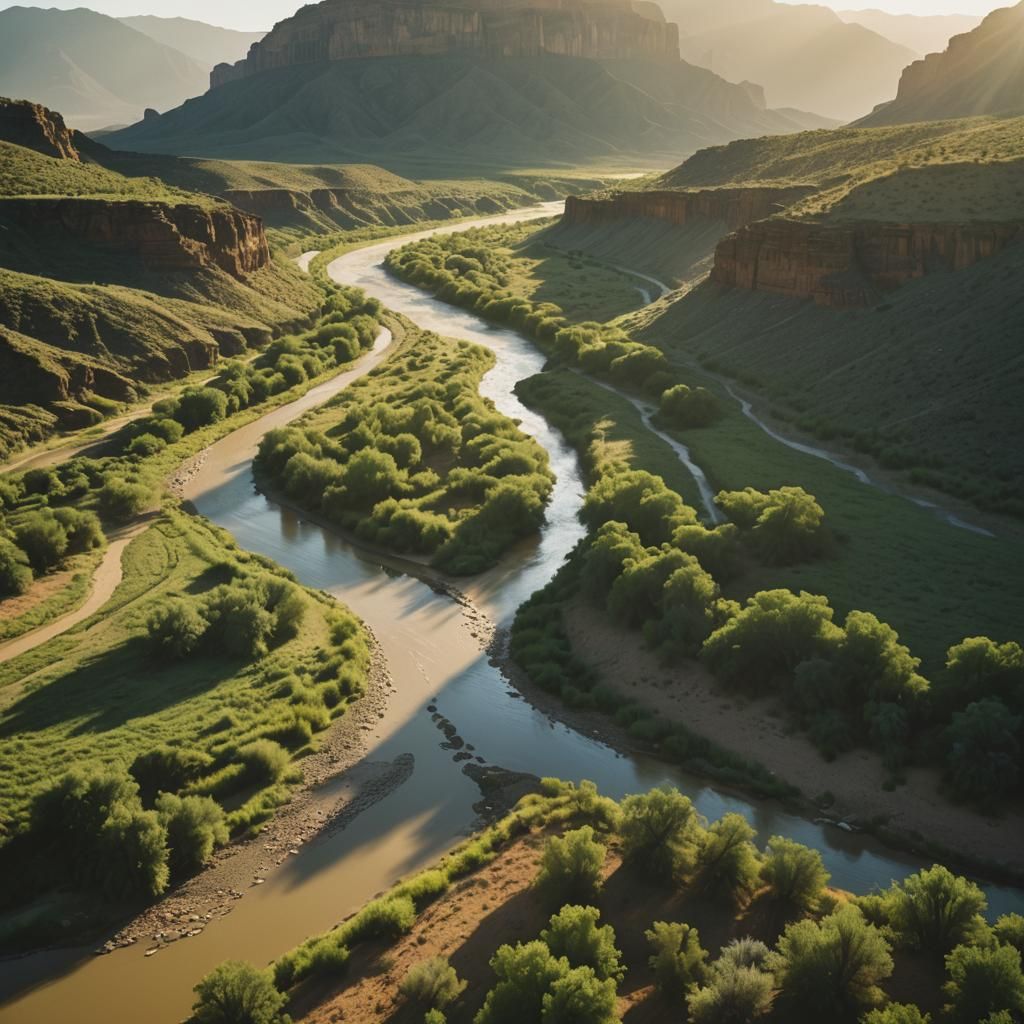 Serene Rio Grande River at Golden Hour