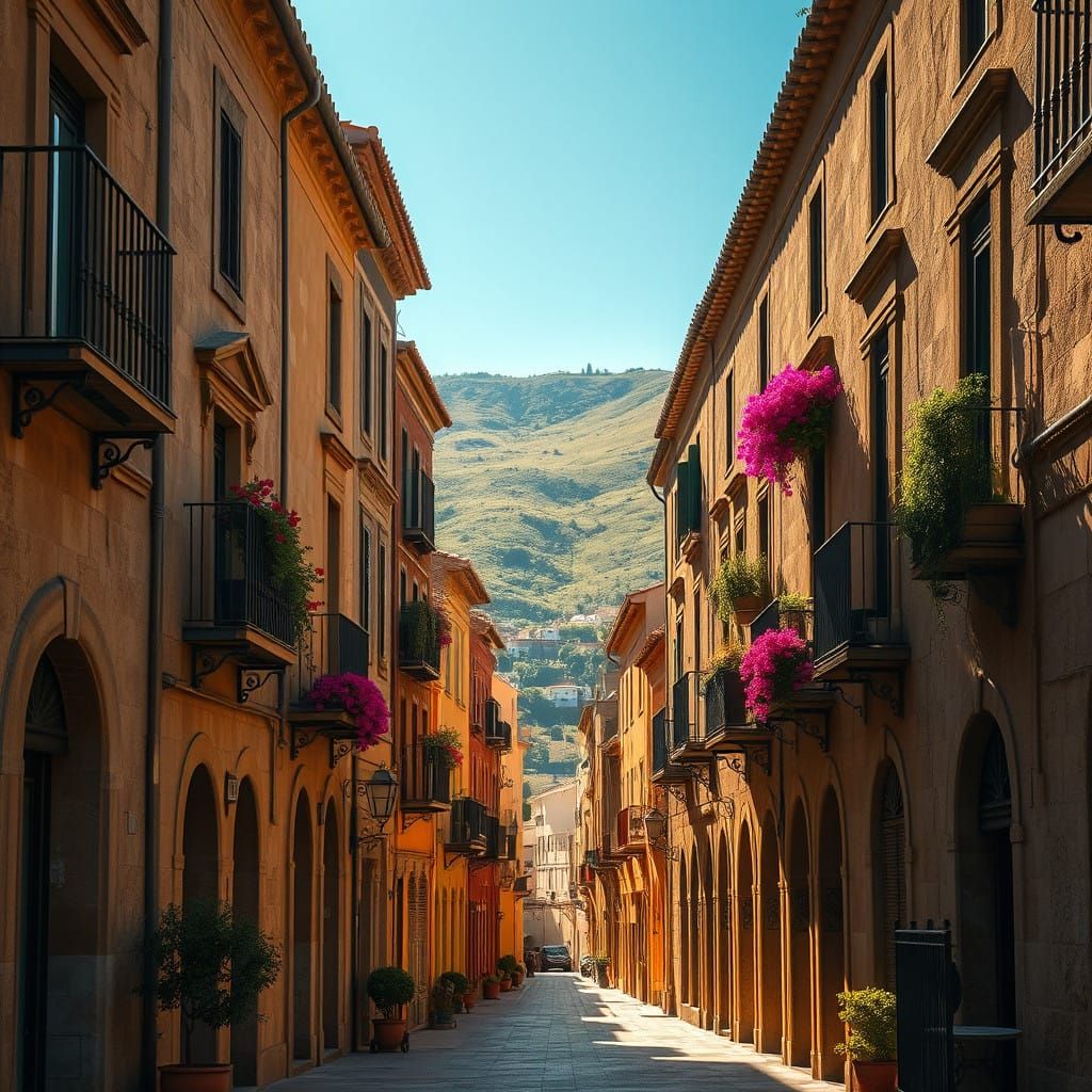 Golden Light of Jaen: Spanish Town Square
