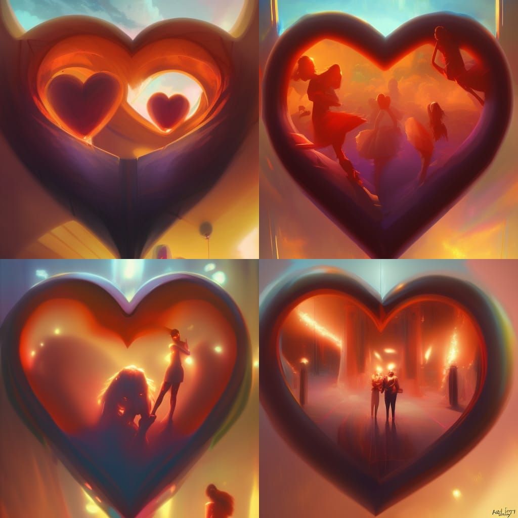 Heart with 'I Love You' in Oil Painting Style