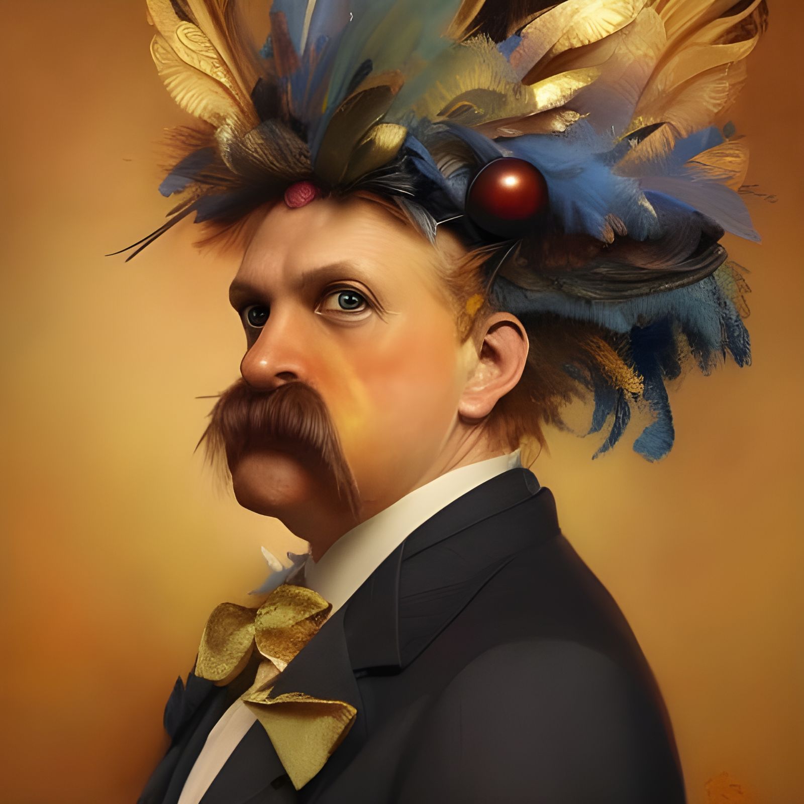 Victorian Rooster Gentleman Portrait in Oil Painting Style