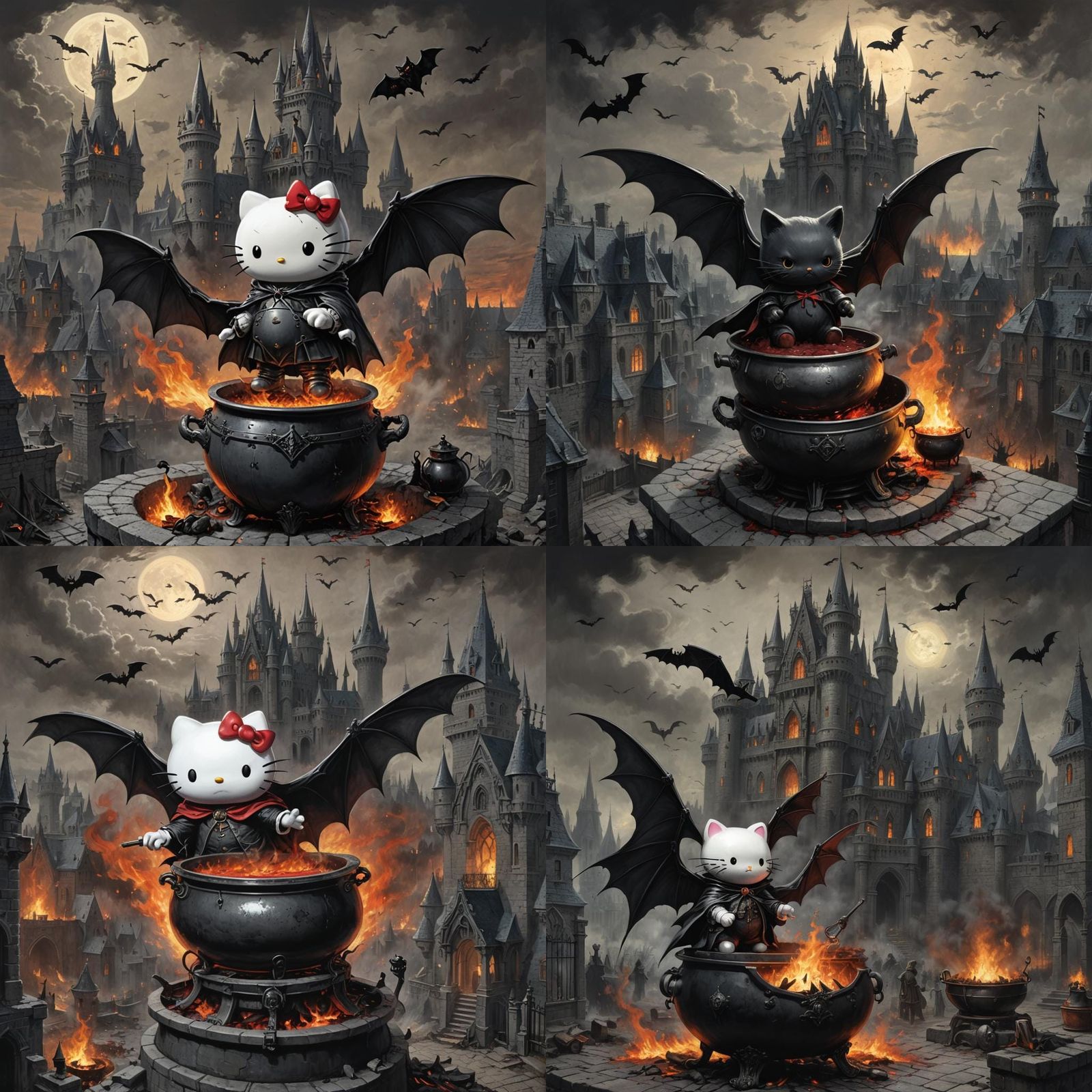 Gothic Hello Kitty Vampire in Horror Castle