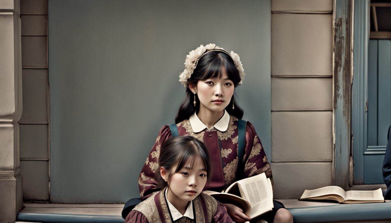 Elegant Woman in Art Nouveau Style with Intricate Patterns a...