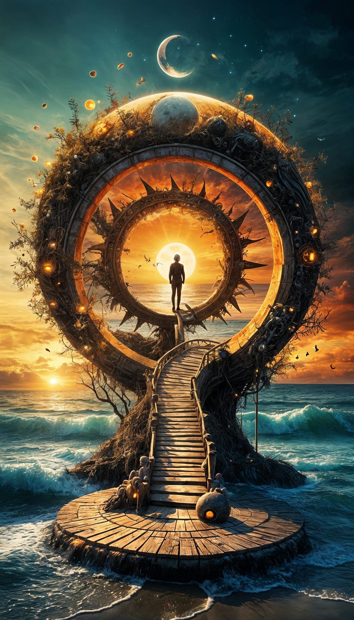 Surreal Yin Yang Sun Moon Sunset