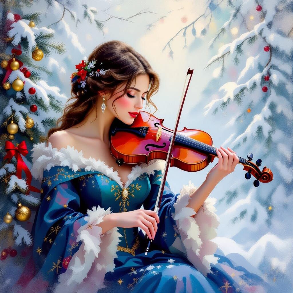 Christmas Violin Reverie in Metamodern Style