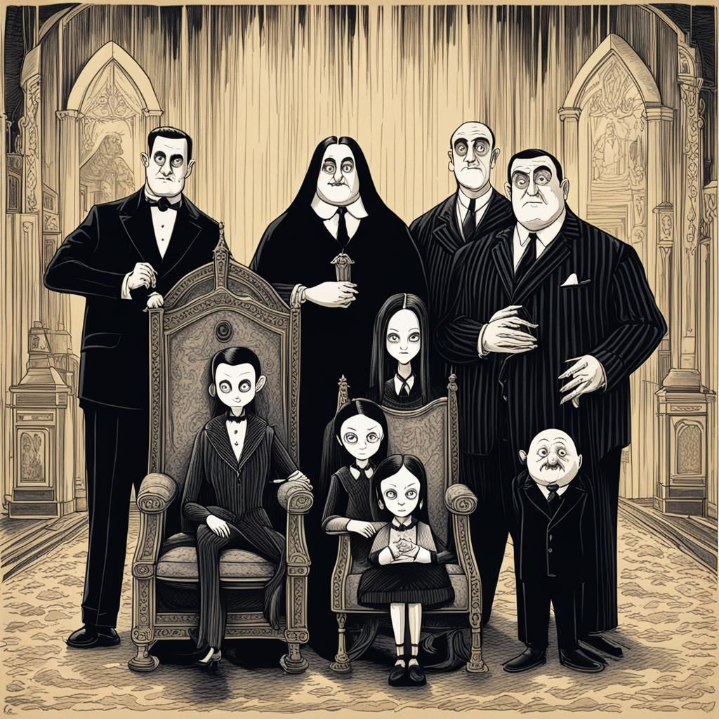 The Addams Family Portrait in Gothic Style