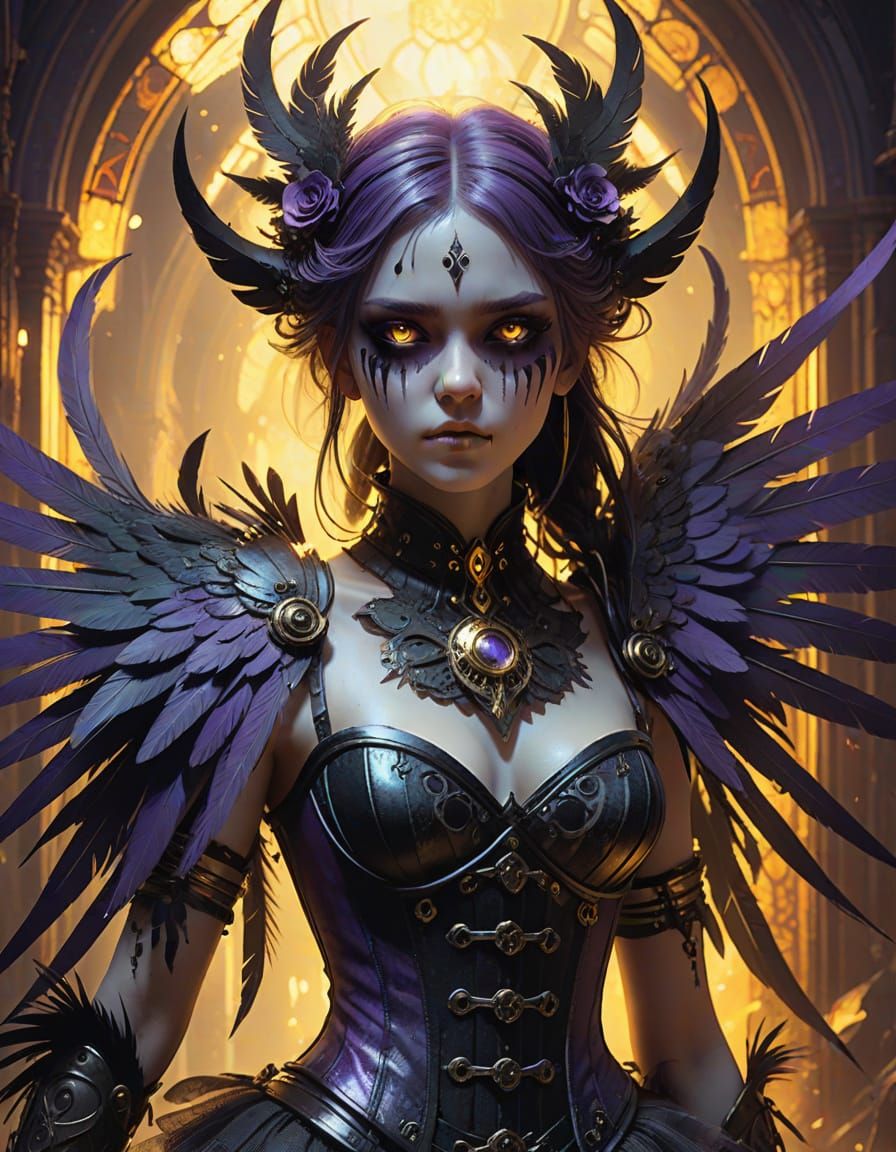 Gothic Demon Woman in Dark Fantasy Art Style