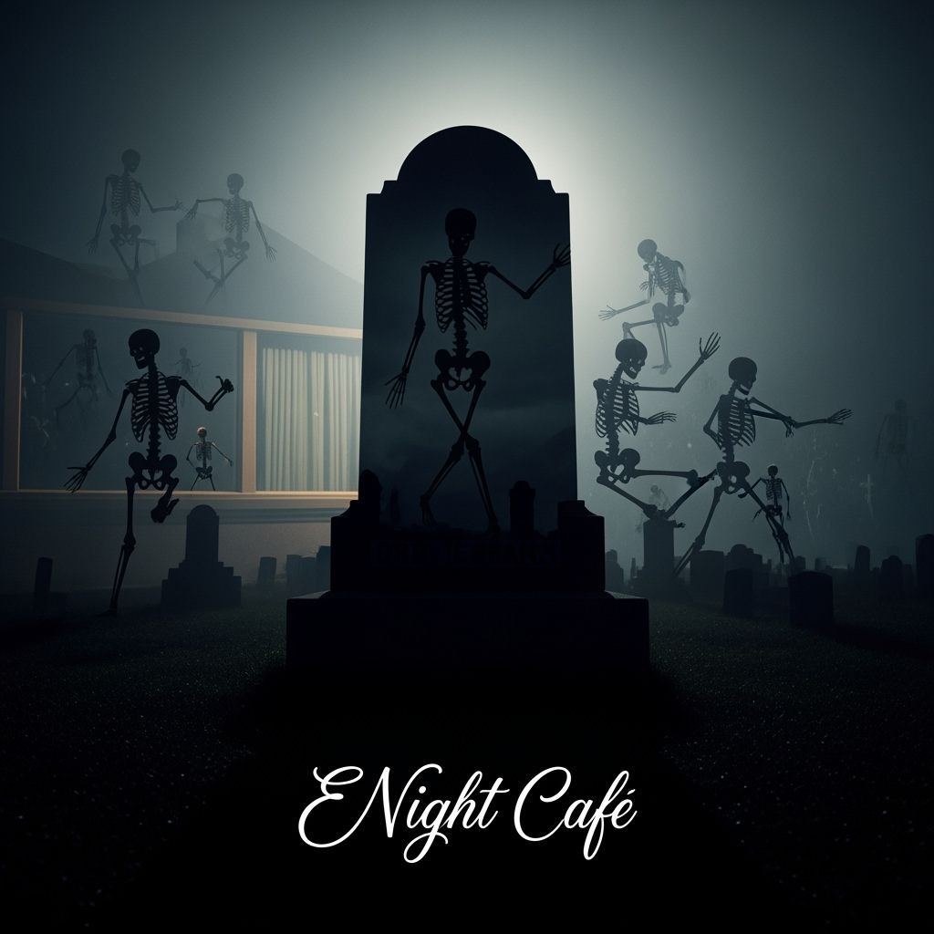 Film Noir Double Exposure Tombstone Silhouette