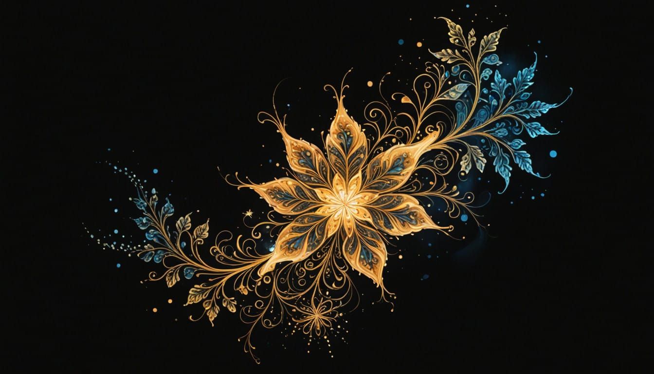 Ethereal Winter Dance in Vibrant Zentangle Art