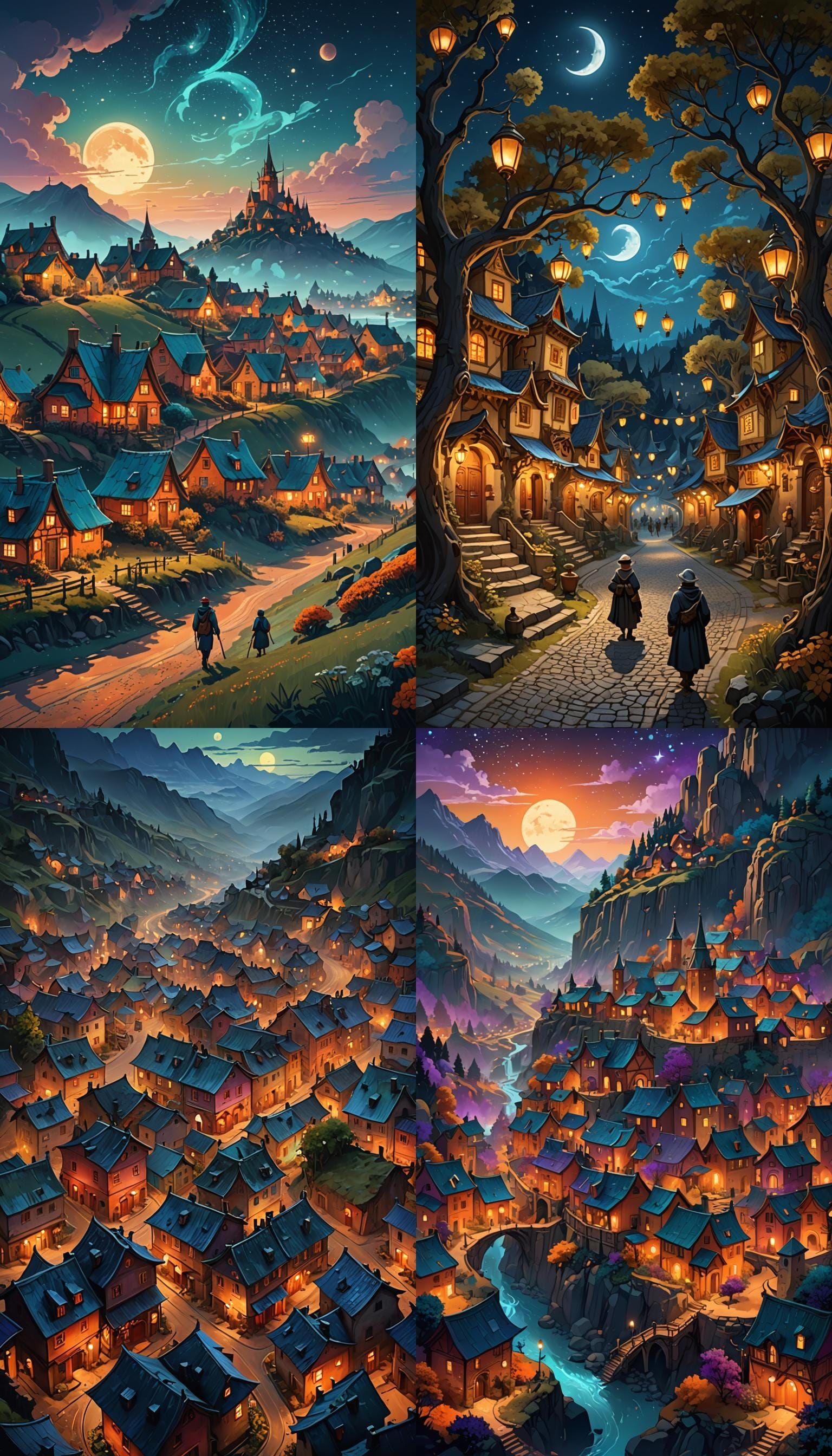 Night in a Village: Hyperdetailed Concept Art