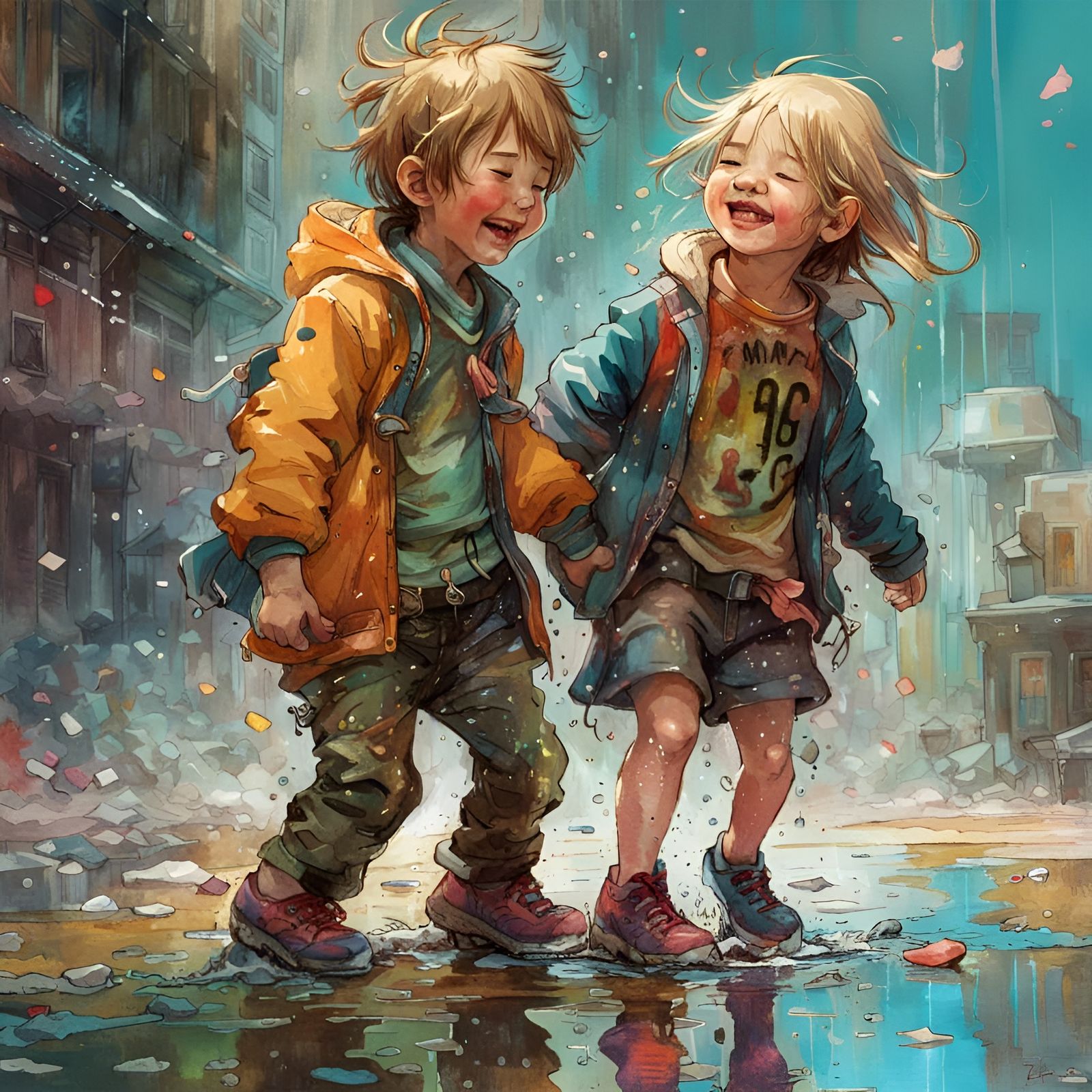 Playful Splash: Fantasy Masterwork in Vibrant Colors