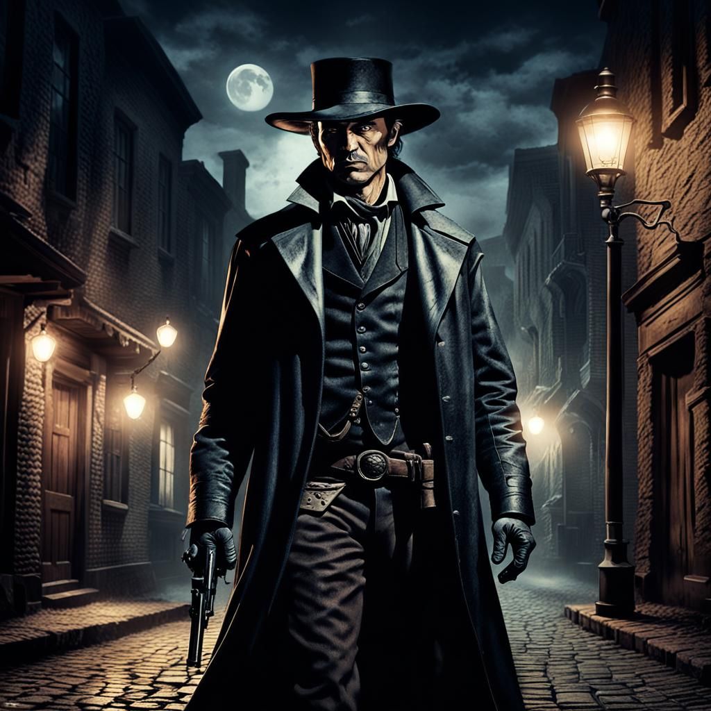 Victorian Vampire Gunslinger in Noir Style
