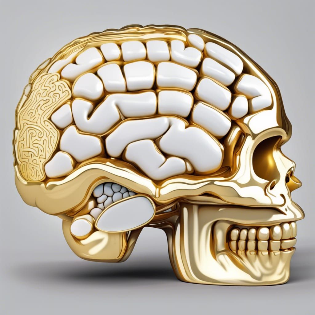 Brain Design with Gold and Porcelain Elements
