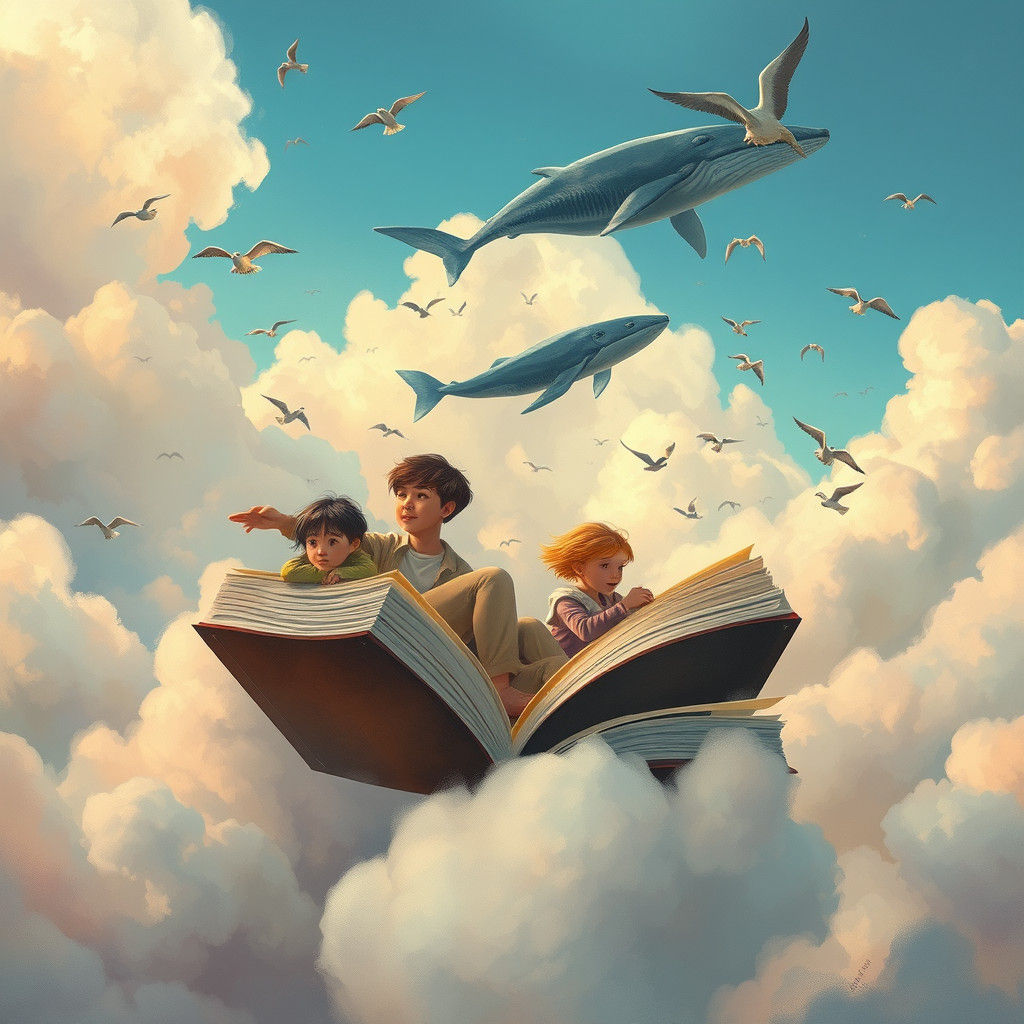 Children's Fantasy: Flying Books and Whimsical Sky