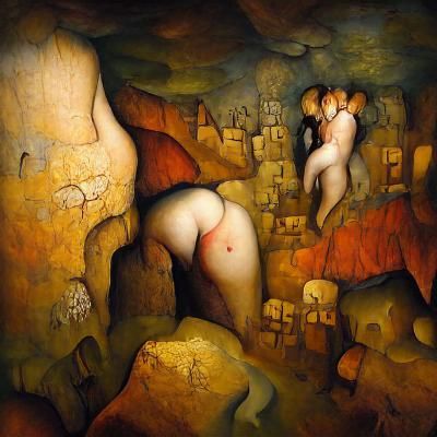 Surreal Anatomical Interior Inspired by Bruegel