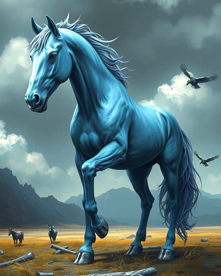 Blue Horse in Stephen Gammell Style