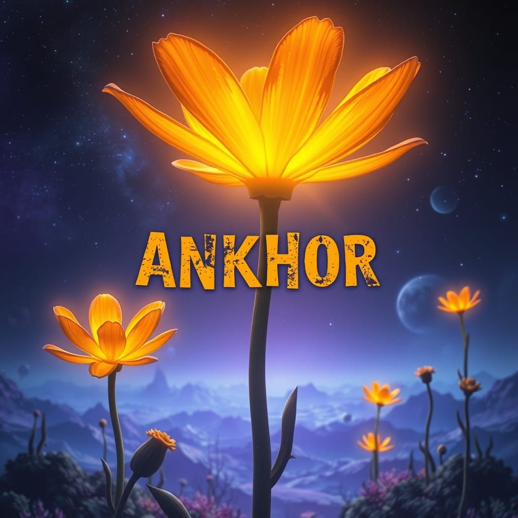 Glowing Surreal Flowers in Dreamlike Landscape