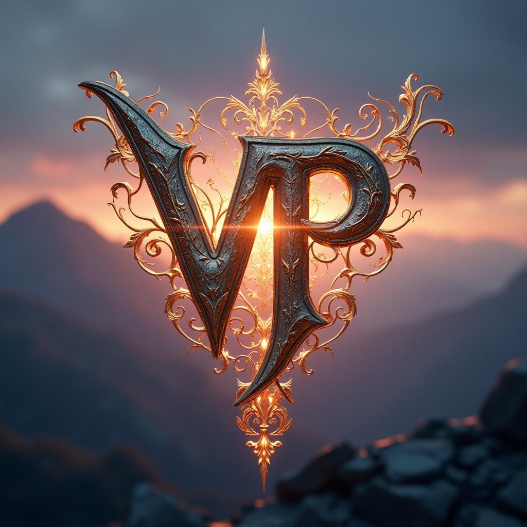 Gold VP Monogram with Mystical Filigree