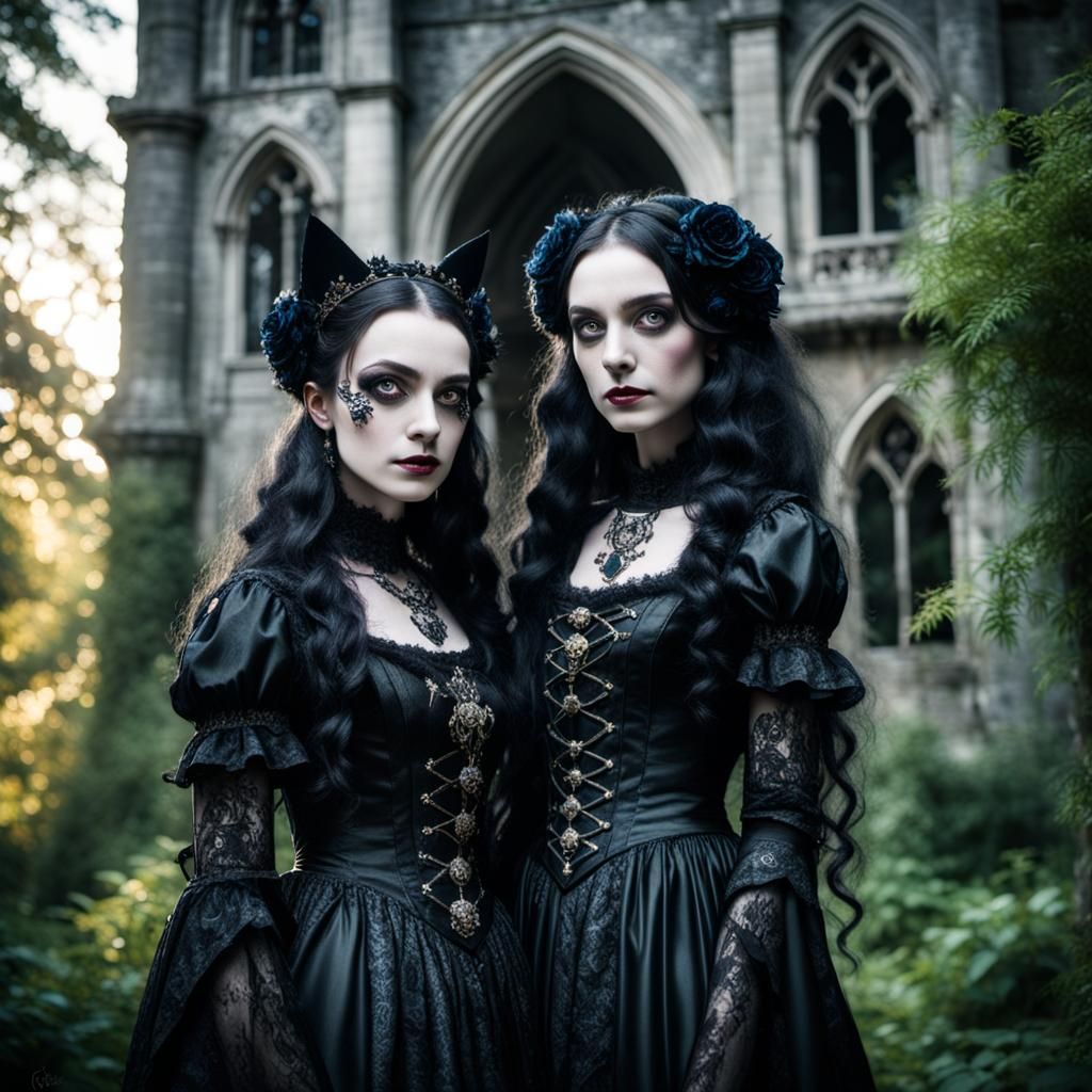 Gothic Goddesses in Forest Villa Portrait