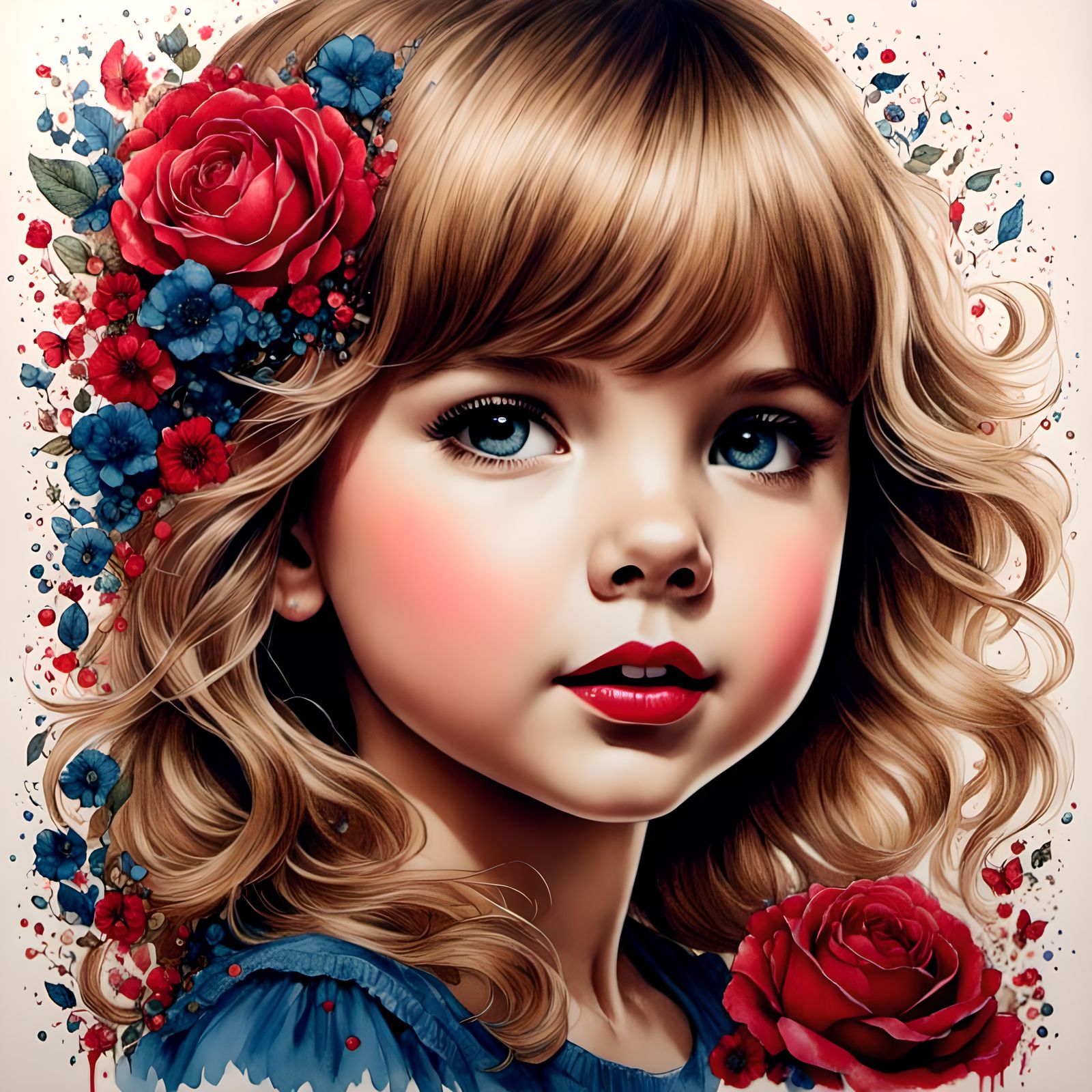 Cute Crayon Drawing of Taylor Swift in Watercolor Style