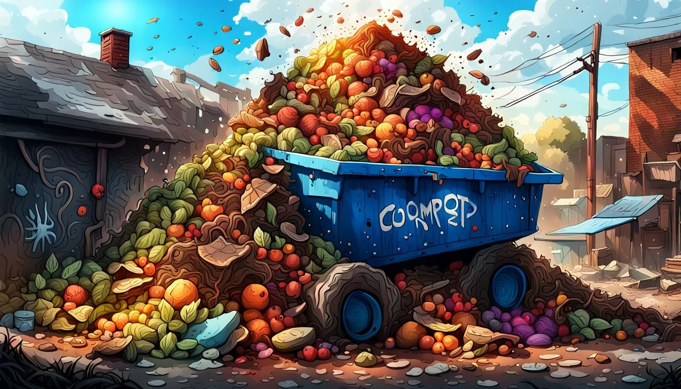 Backyard Compost Heap in Graffiti Splash Art Style