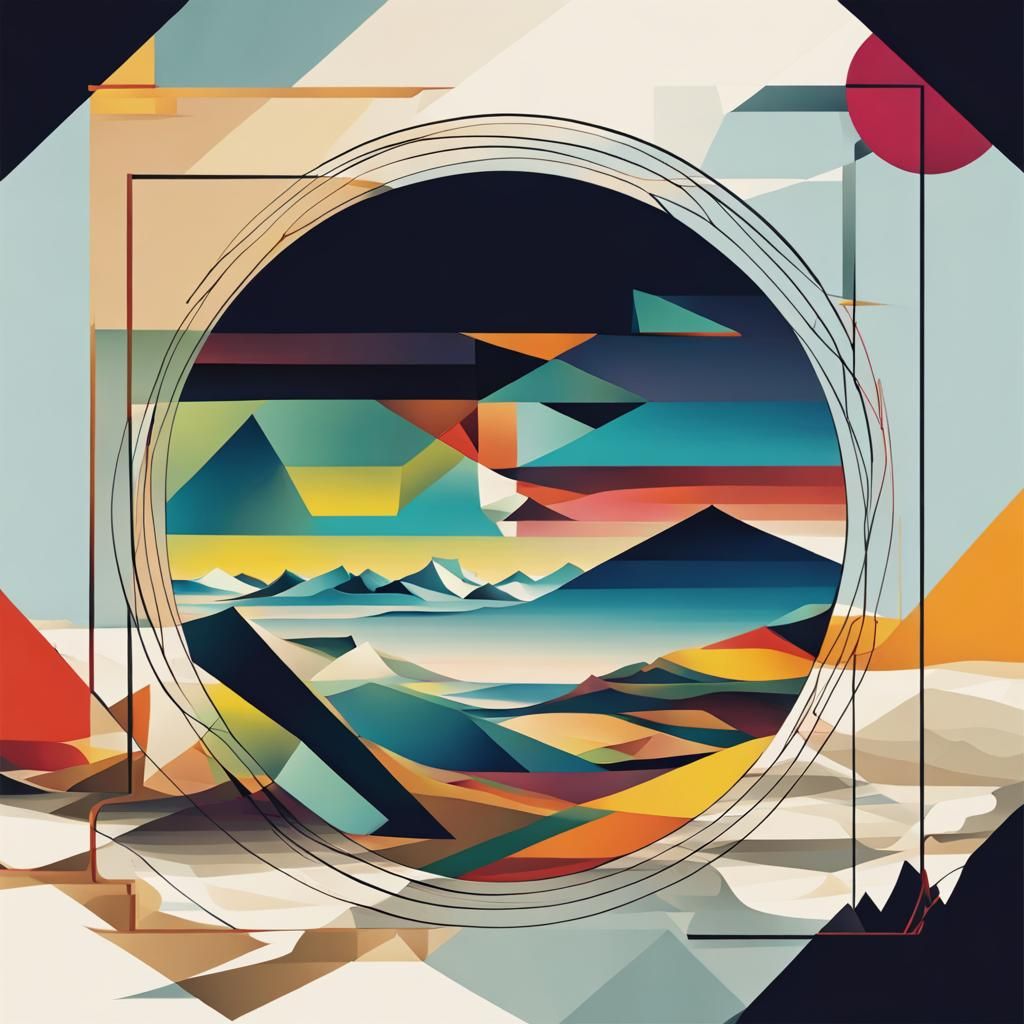 Surreal Geometric Landscape in Dali Style