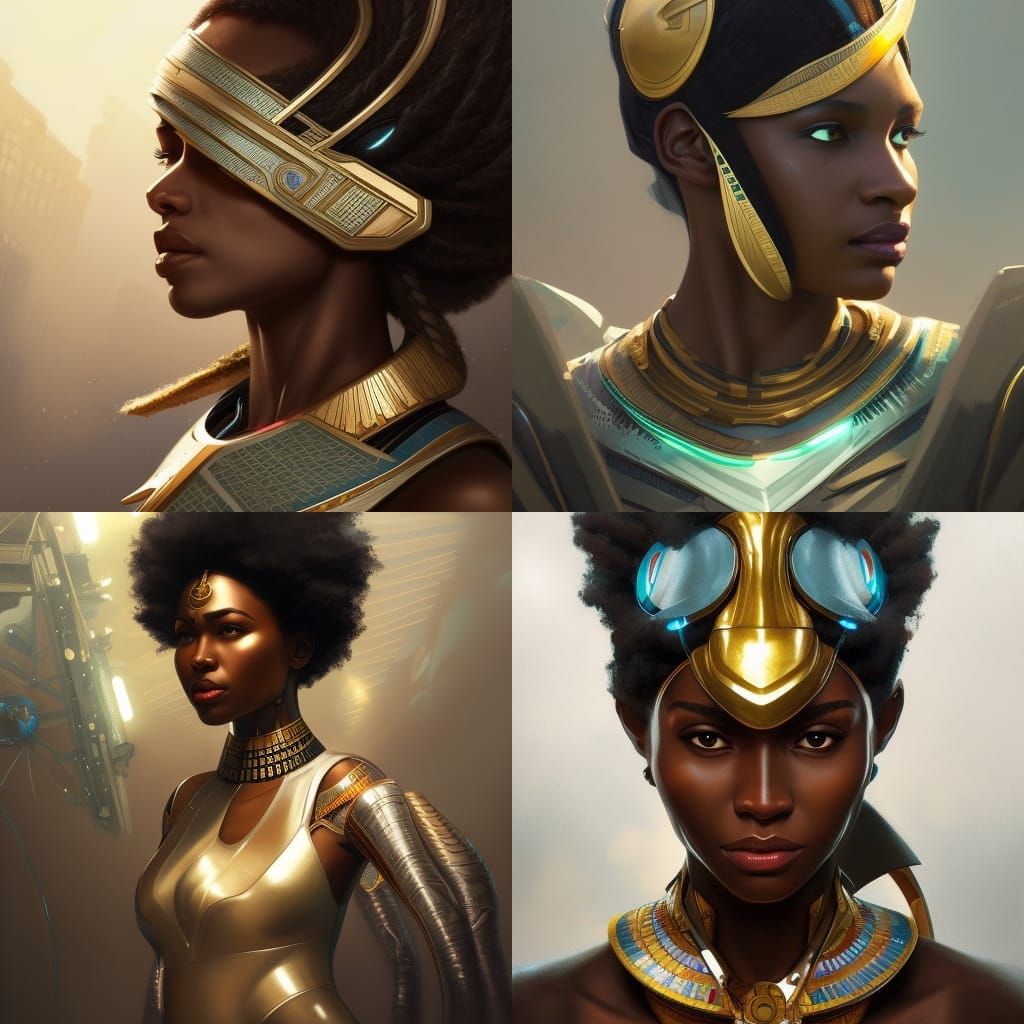 Futuristic Egyptian Black Woman Portrait in 8K