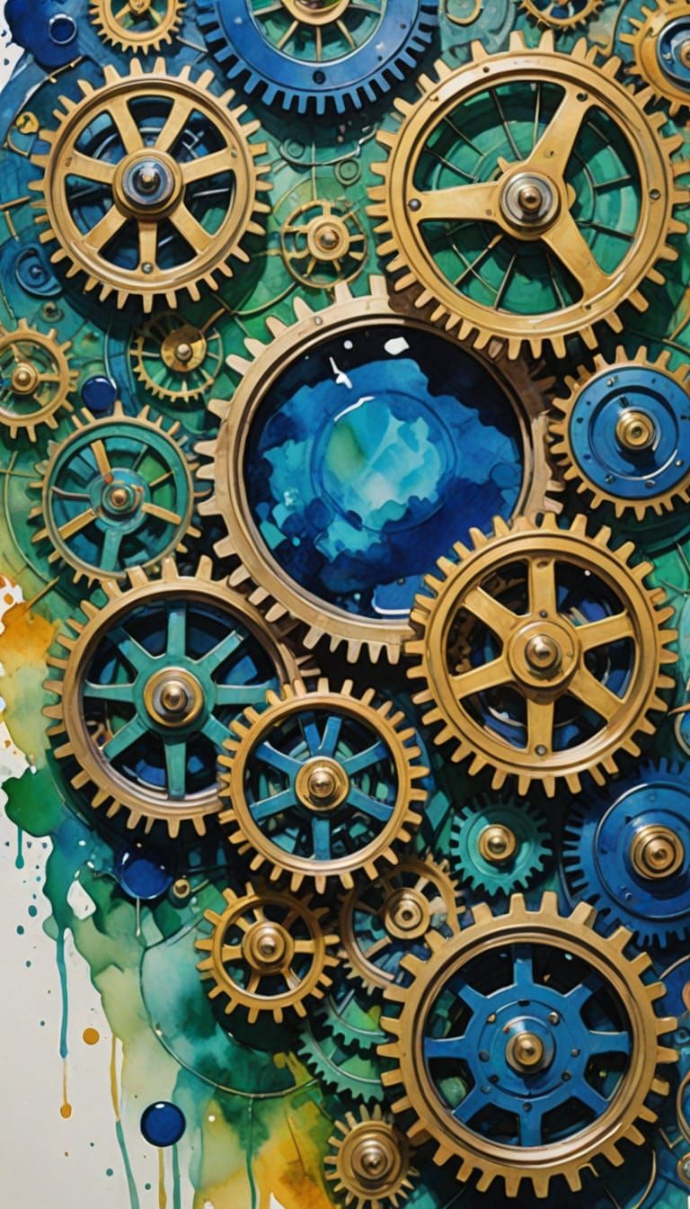 Intricate Gears in Impressionist & Fauvist Style
