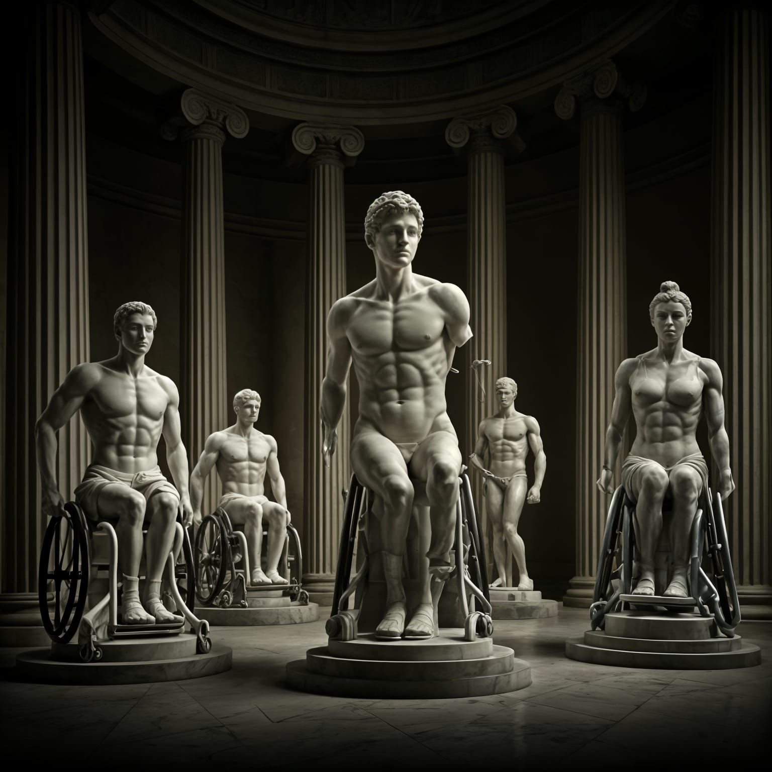 Marble Statues of Modern Para-Athletes as Greek Heroes