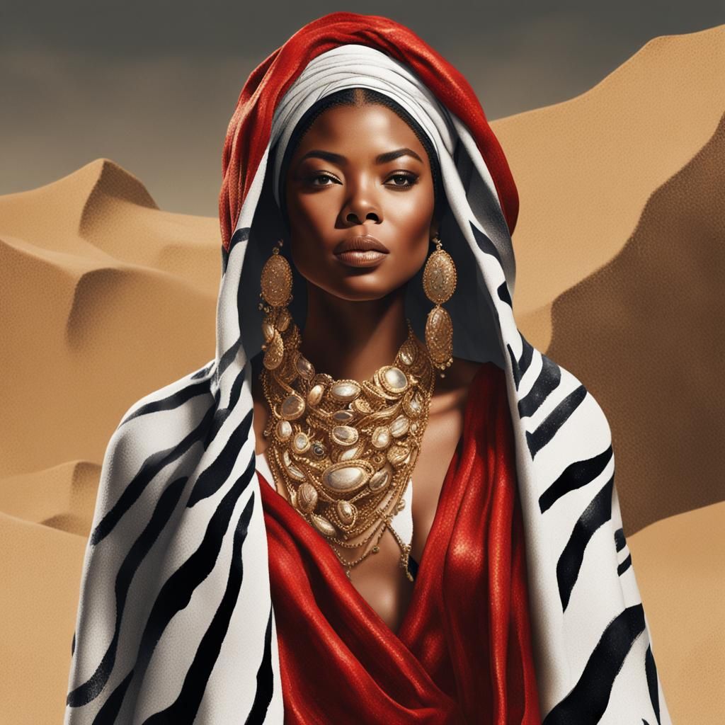 Gabrielle Union as Desert Princess in Zebra Bikini