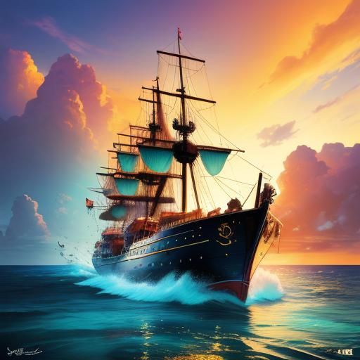 Magnificent Boat on Tropical Island: Hyperrealistic Concept ...