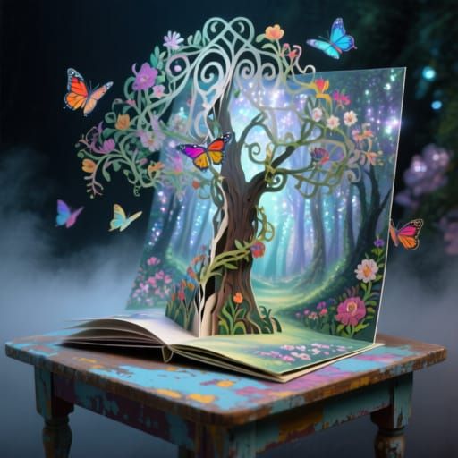 Magical Pop-Up Tree With Floral Forest and Butterflies
