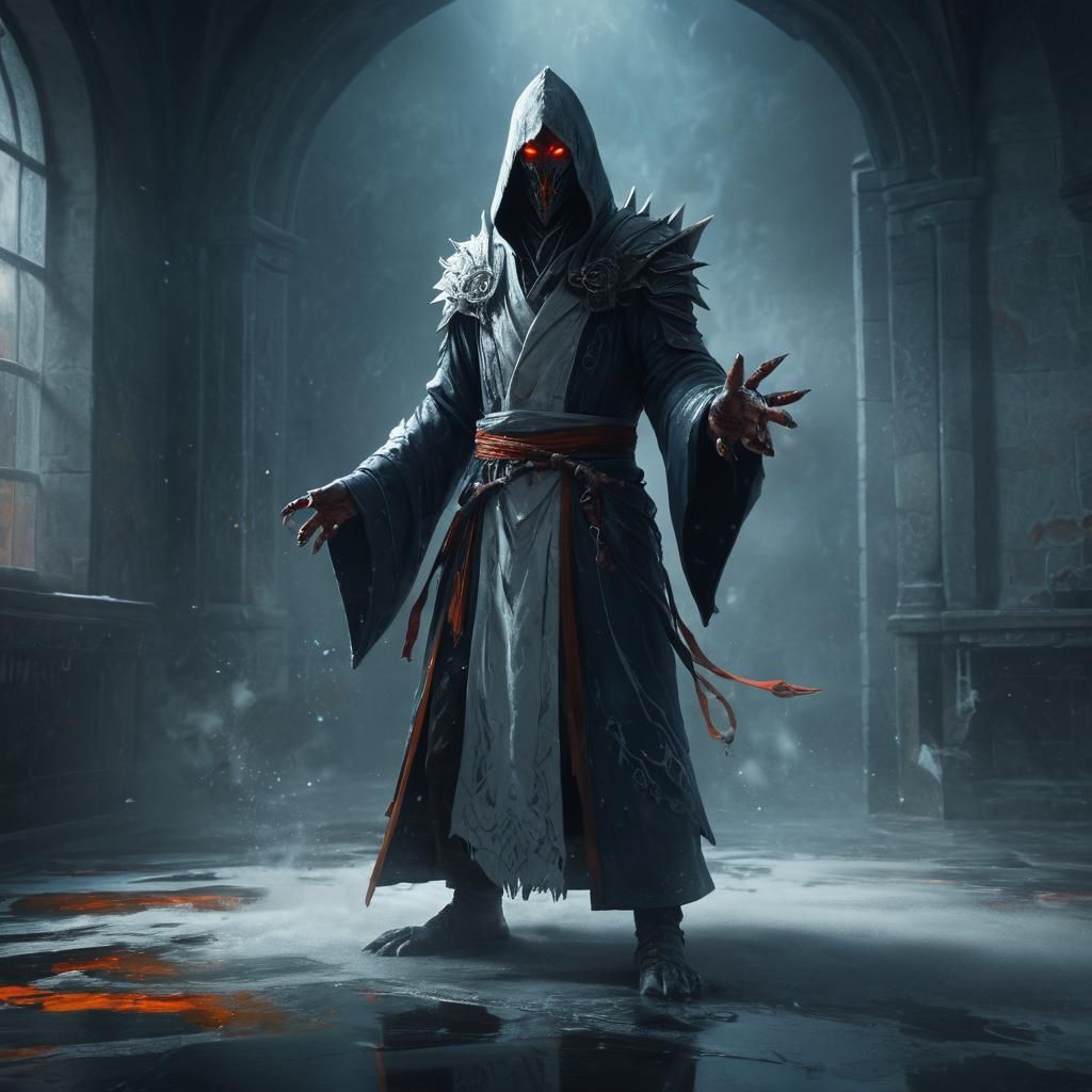 Dragonborn Cleric in Empty Room, Fantasy Concept Art