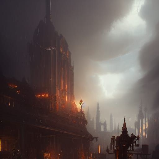 Steampunk World of Magic and Technology in Dark Fantasy Styl...