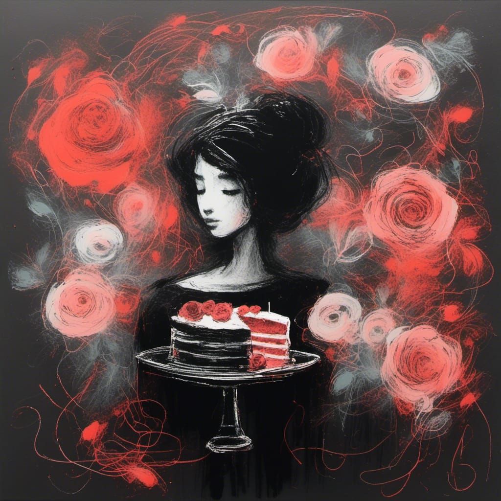 Colorful Amoebic Portrait: Rose and Coconut Cake