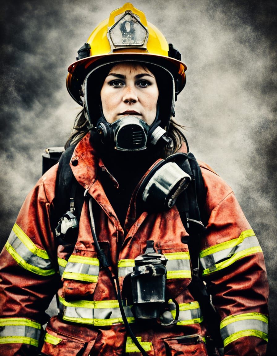 Female Firefighter in Gritty Portrait