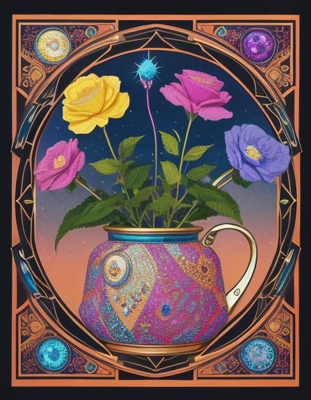 Art Deco Purse Still Life with Pointillism Details