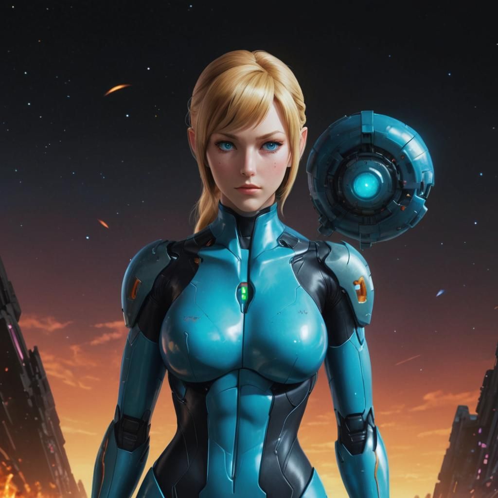 Zero Suit Samus in Naive Art Style, 8K