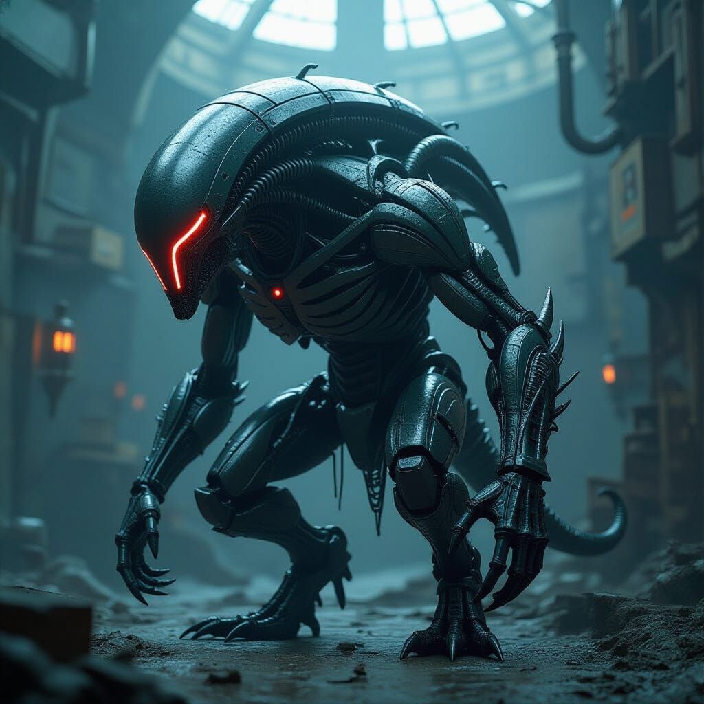 Intricate Biomechanical Creature in Giger Style