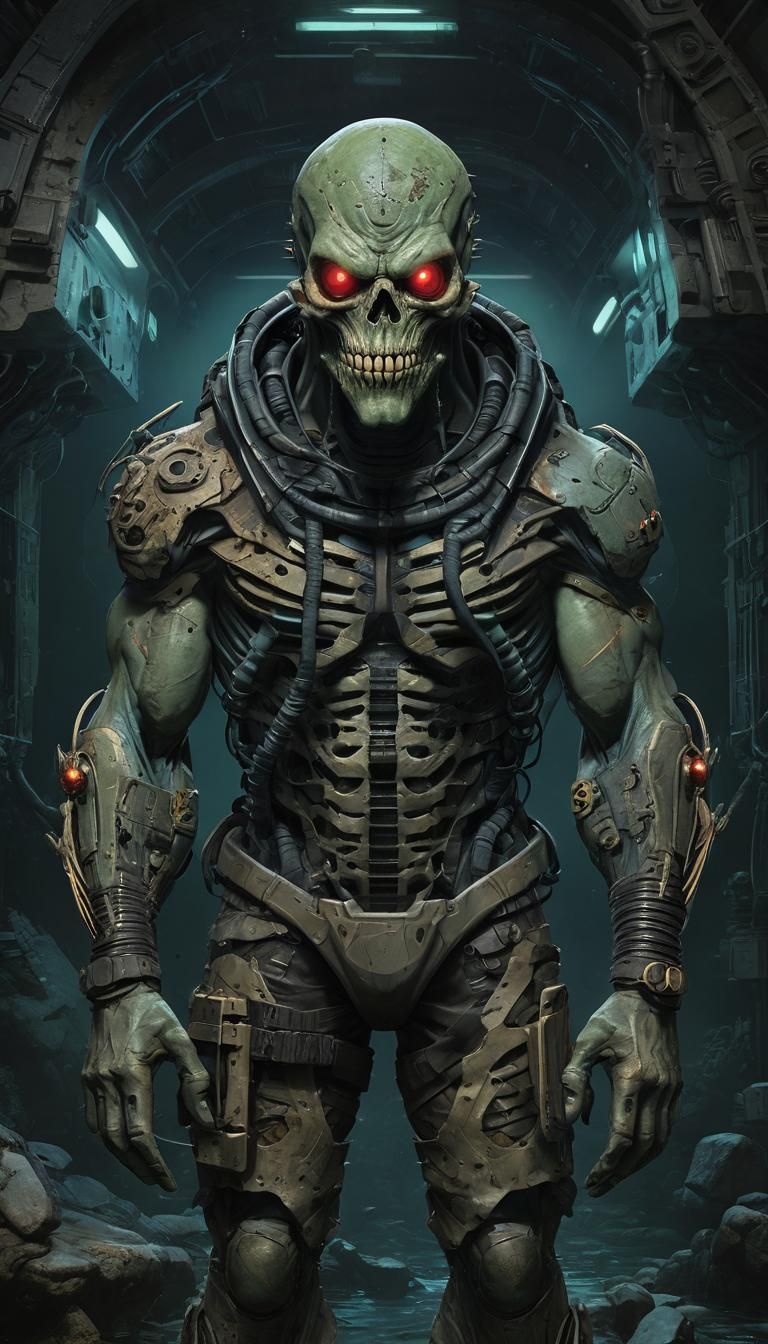 Post-Apocalyptic Mutant in Dark Cyberpunk Style