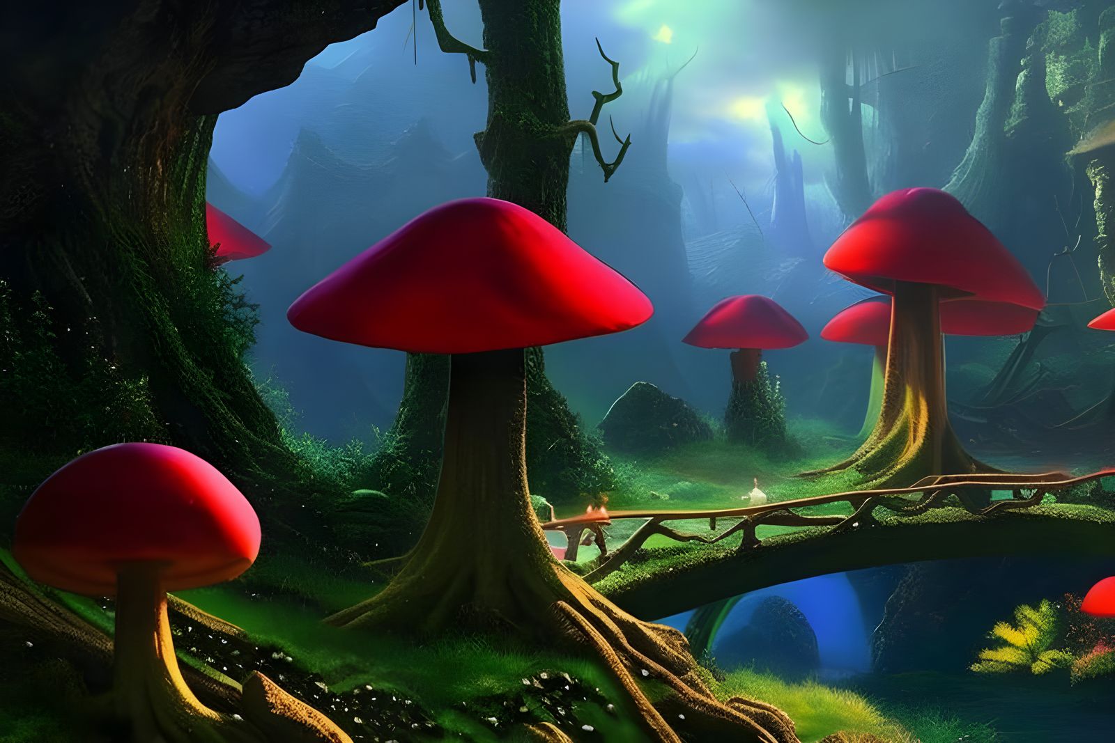 Mystical Mushroom Village of Elves and Fairies