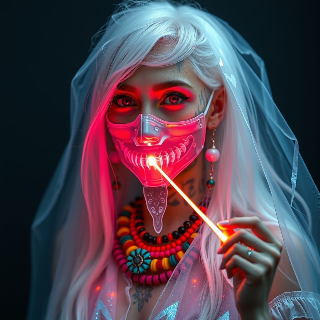 Ethereal Woman with Transparent Body, Digital Portrait