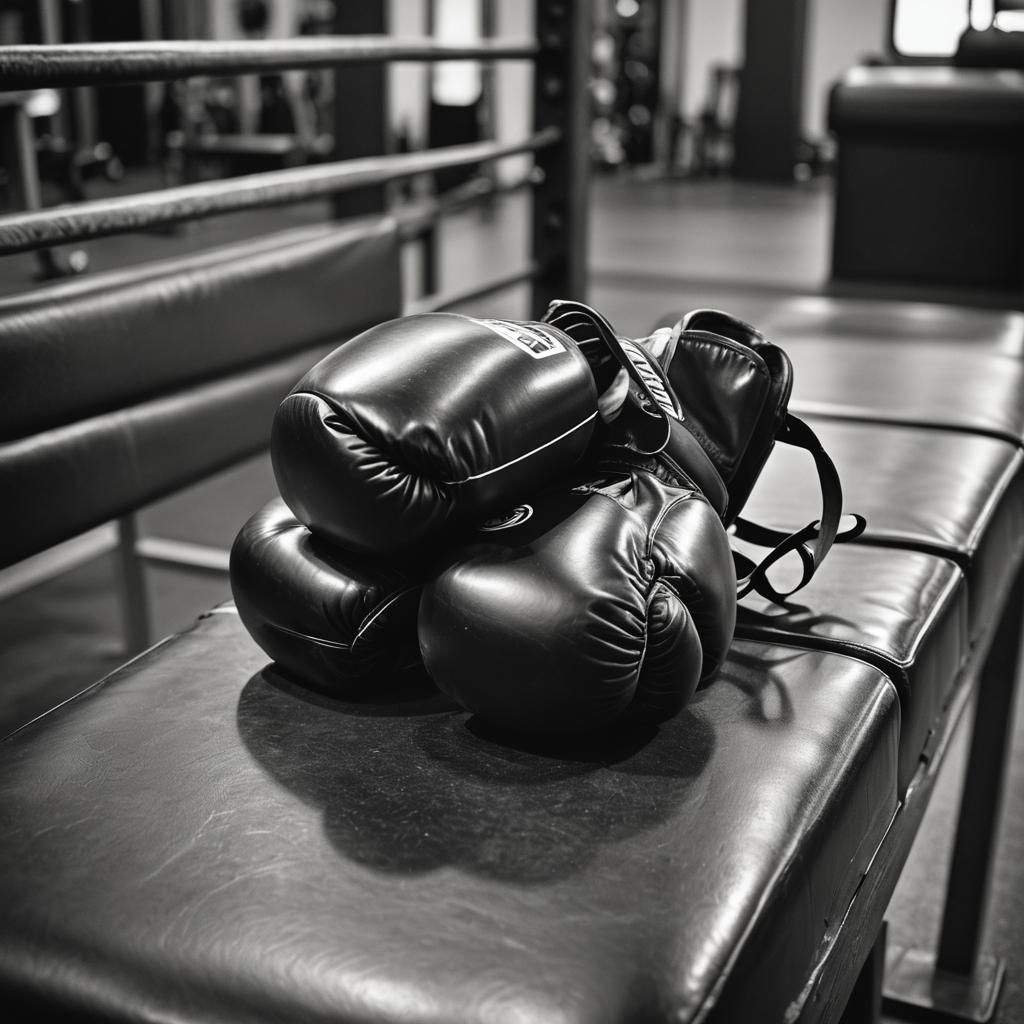 Monochrome Boxing Gloves in High-Contrast Photography