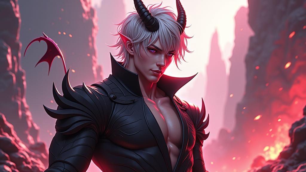 Majestic Male Demon in 3D Anime Art Style