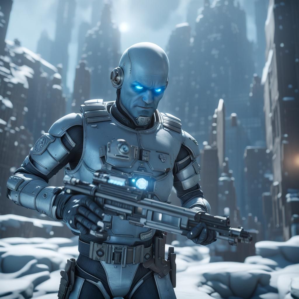Mr. Freeze in 3D Game Cinematic Style