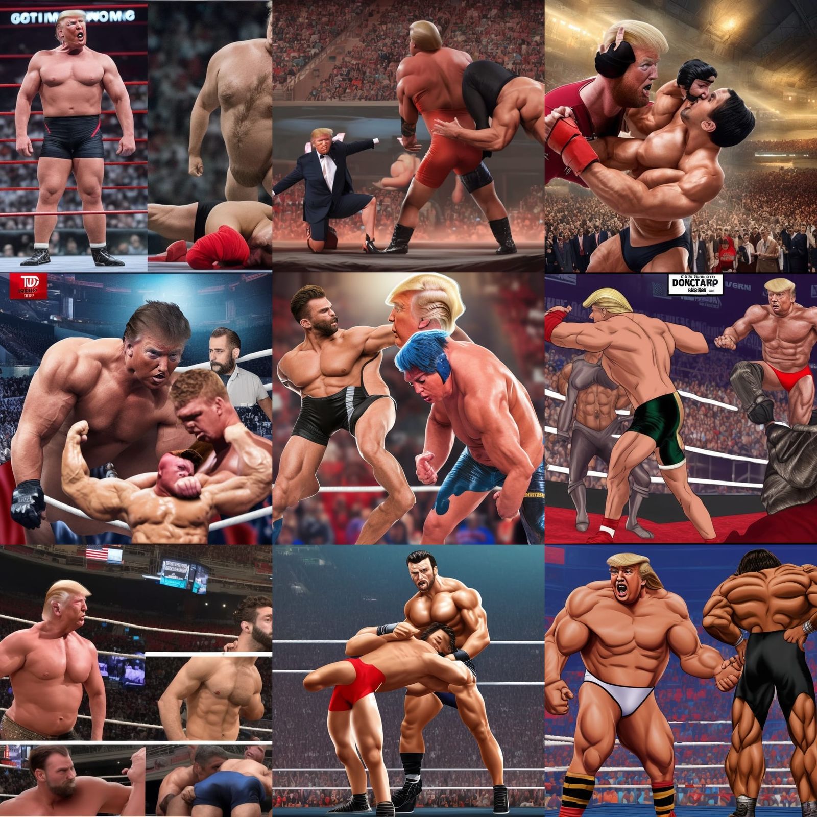 Gigachad Flexing in Wrestling Arena, Epic Art