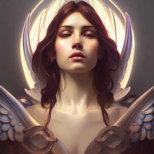 Archangel Haniel Portrait in Hyperdetailed Style