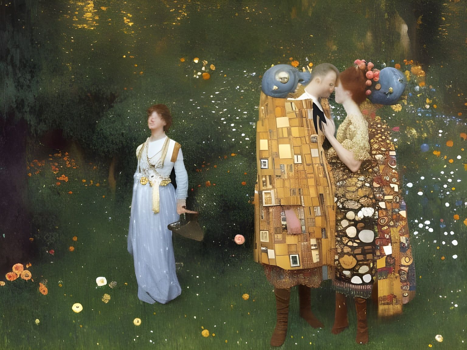 Surreal Kissing Couple in Hyperreal Style