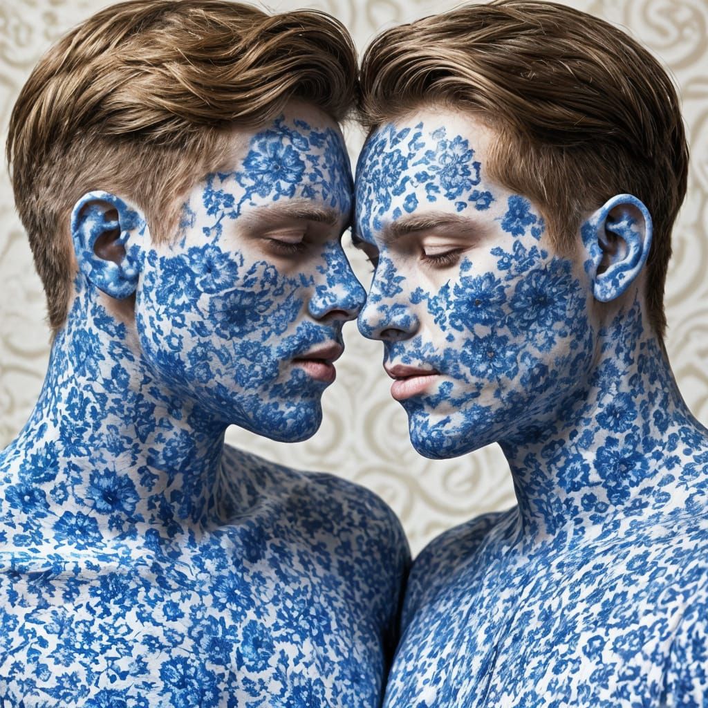 Romantic Masculine Portrait in Intricate Floral Patterns