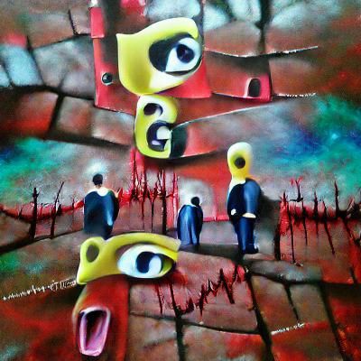 Surreal Abstract Acrylic Art: Bloody Prison of Waking Eyes