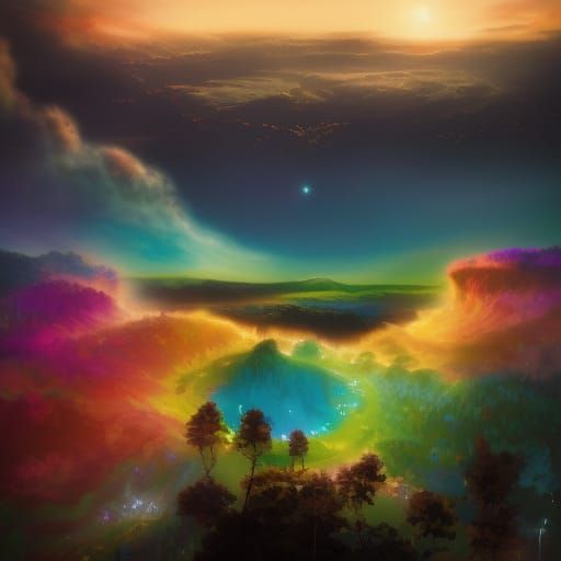 Bioluminescent Forest at Night: Fantasy Digital Art